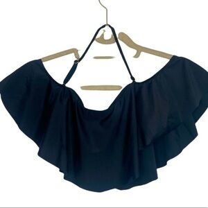SHOW Me Your Mumu Mermaid Black Bikini Ruffle Top Size Small NWOT